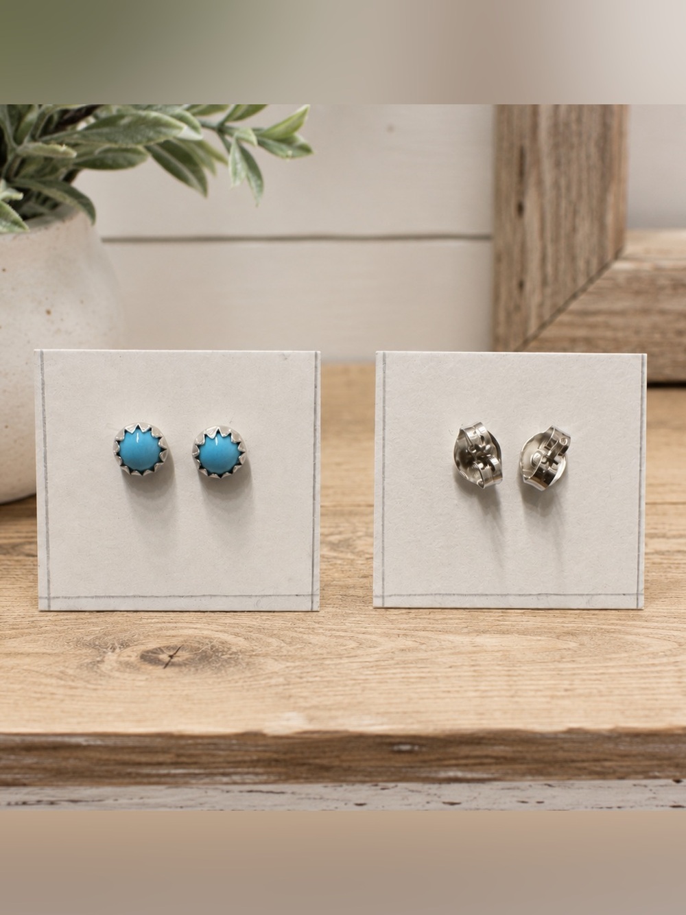 Turquoise Stud Earrings by Navajo Native American artist Linda Yazzie